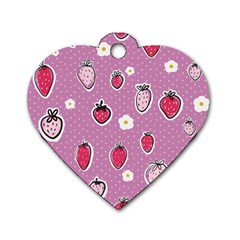 Juicy Strawberries Dog Tag Heart (two Sides) by SychEva