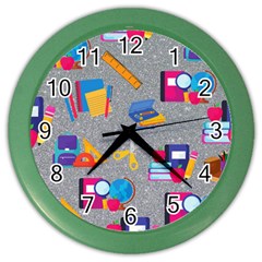 80s And 90s School Pattern Color Wall Clock by NerdySparkleGoth