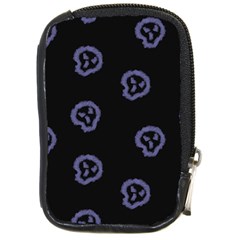 Purple Skulls On Dark Background Compact Camera Leather Case by SychEva