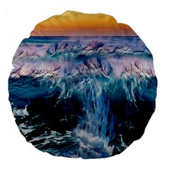 Sea-waves-ocean-water-beach-surf Large 18  Premium Round Cushions