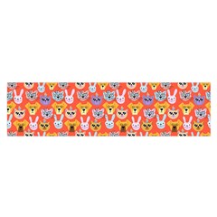 Cute Faces Of Dogs And Cats With Glasses Satin Scarf (oblong) by SychEva