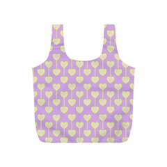 Yellow Hearts On A Light Purple Background Full Print Recycle Bag (s) by SychEva