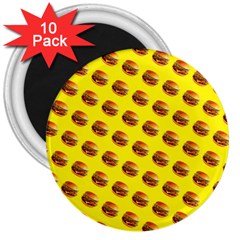 Vector Burgers, Fast Food Sandwitch Pattern At Yellow 3  Magnets (10 Pack)  by Casemiro