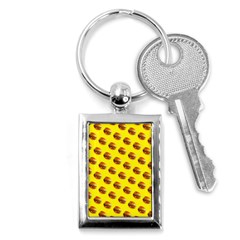 Vector Burgers, Fast Food Sandwitch Pattern At Yellow Key Chain (rectangle) by Casemiro