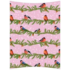 Bullfinches Sit On Branches On A Pink Background Back Support Cushion by SychEva