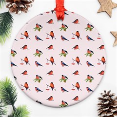 Bullfinches Sit On Branches Round Ornament (two Sides) by SychEva