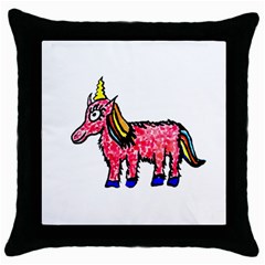 Unicorn Sketchy Style Drawing Throw Pillow Case (black) by dflcprintsclothing