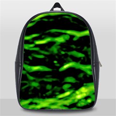 Green  Waves Abstract Series No3 School Bag (large) by DimitriosArt