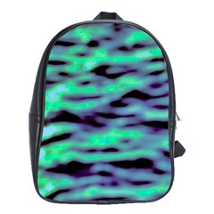 Green  Waves Abstract Series No6 School Bag (xl) by DimitriosArt