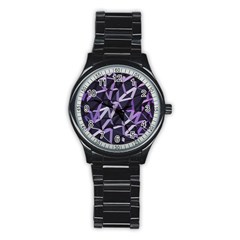 3d Lovely Geo Lines Vi Stainless Steel Round Watch by Uniqued