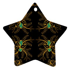 Floral Folk Damask Pattern  Star Ornament (two Sides) by Eskimos