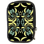 Floral folk damask pattern Fantasy flowers  Compact Camera Leather Case Front