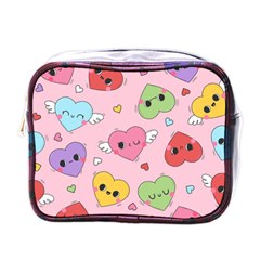 Kawaii Hearts Pattern Mini Toiletries Bag (one Side) by lisamaisak