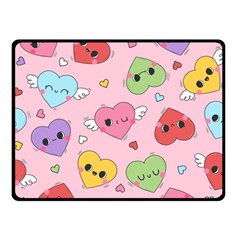 Kawaii Hearts Pattern Double Sided Fleece Blanket (small)  by lisamaisak