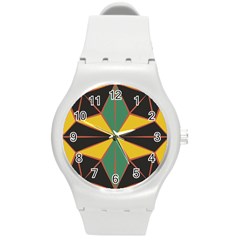 Abstract Pattern Geometric Backgrounds   Round Plastic Sport Watch (m) by Eskimos