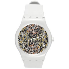 Modern Camo Tropical Print Design Round Plastic Sport Watch (m) by dflcprintsclothing