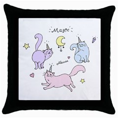  Cute Unicorn Cats Throw Pillow Case (black) by Littlebird