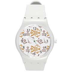 Abstract Pattern Geometric Backgrounds   Round Plastic Sport Watch (m) by Eskimos