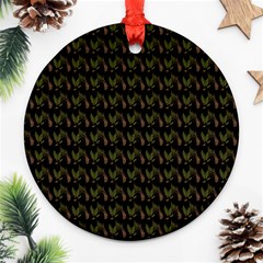 Fern Pattern 2 Black Round Ornament (two Sides) by violetheavensky