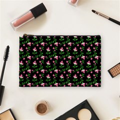 Pink Carnation Black Cosmetic Bag (medium) by violetheavensky