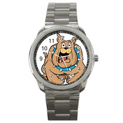 Bulldog-cartoon-illustration-11650862 Sport Metal Watch by jellybeansanddinosaurs