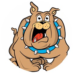 Bulldog-cartoon-illustration-11650862 Wooden Puzzle Round by jellybeansanddinosaurs