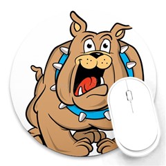 Bulldog-cartoon-illustration-11650862 Round Mousepads by jellybeansanddinosaurs