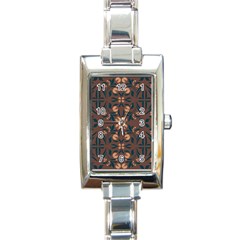 Floral Folk Damask Pattern  Rectangle Italian Charm Watch by Eskimos