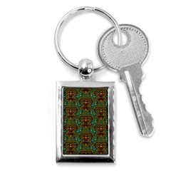 Artworks Pattern Leather Lady In Gold And Flowers Key Chain (rectangle) by pepitasart