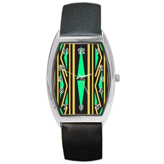 Abstract Pattern Geometric Backgrounds Barrel Style Metal Watch by Eskimos