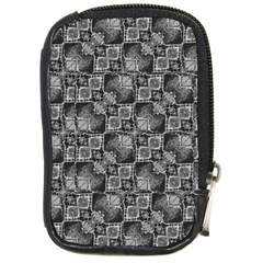 Black And Grey Rocky Geometric Pattern Design Compact Camera Leather Case by dflcprintsclothing