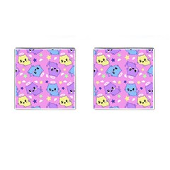 Seamless Pattern With Cute Kawaii Kittens Cufflinks (square) by Jancukart