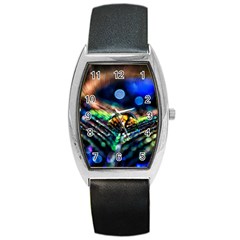 Peacock Feather Drop Barrel Style Metal Watch by artworkshop