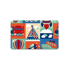 Toy-transport-cartoon-seamless-pattern-with-airplane-aerostat-sail-yacht-vector-illustration Magnet (name Card) by Jancukart