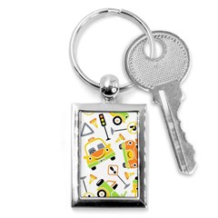 Seamless-pattern-vector-illustration-vehicles-cartoon Key Chain (rectangle) by Jancukart