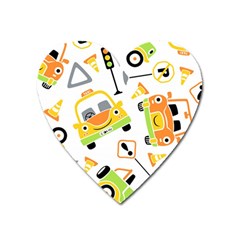 Seamless-pattern-vector-illustration-vehicles-cartoon Heart Magnet by Jancukart