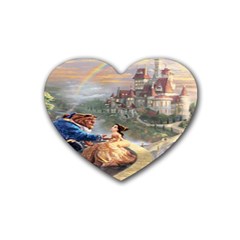 Beauty And The Beast Castle Rubber Coaster (heart) by artworkshop