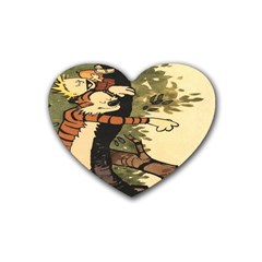 Calvin And Hobbes Rubber Heart Coaster (4 Pack) by artworkshop