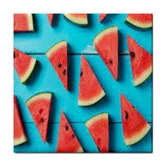 Watermelon Blue Background Tile Coaster by artworkshop