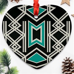 Abstract Pattern Geometric Backgrounds  Heart Ornament (two Sides) by Eskimos