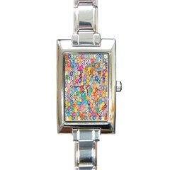 Floral Flowers Rectangle Italian Charm Watch by artworkshop