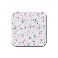 Pattern Flowers Rubber Square Coaster (4 Pack) by artworkshop