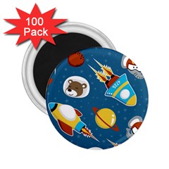 Seamless-pattern-vector-with-spacecraft-funny-animals-astronaut 2 25  Magnets (100 Pack)  by Jancukart