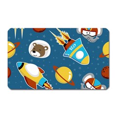 Seamless-pattern-vector-with-spacecraft-funny-animals-astronaut Magnet (rectangular) by Jancukart