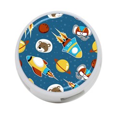 Seamless-pattern-vector-with-spacecraft-funny-animals-astronaut 4-port Usb Hub (one Side) by Jancukart