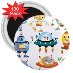 Vector-set-funny-robots-cartoon 3  Magnets (100 Pack) by Jancukart