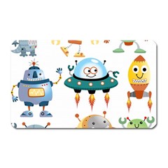 Vector-set-funny-robots-cartoon Magnet (rectangular) by Jancukart