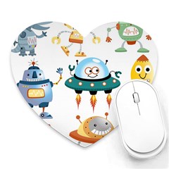 Vector-set-funny-robots-cartoon Heart Mousepads by Jancukart