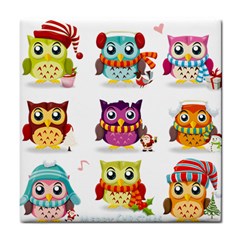 Cartoon-cute-owl-vector Tile Coaster by Jancukart