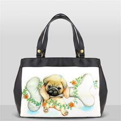 Pug-watercolor-cute-animal-dog Oversize Office Handbag (2 Sides) by Jancukart